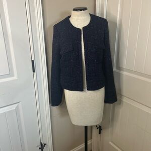 Cynthia Rowley Navy Collarless Tailored Blazer. Size Small.